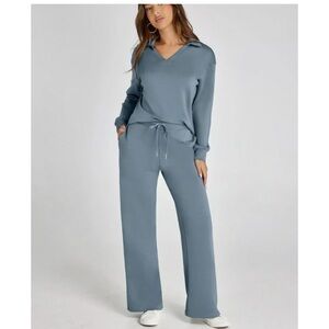 Women’s two piece long sleeve pajamas outfit Navy Blue NWT XXL